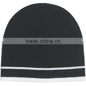 Customizable Men's Knit Beanie With Double Stripes thumbnail-6