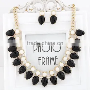 Fashion Fluorescence Color Water Drop Beads Bib Necklace Candy Resin Beads Necklace thumbnail-5
