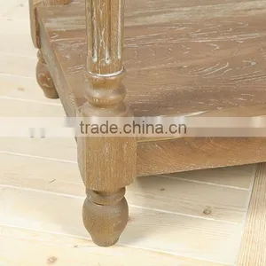 French Style Vintage Oak Wood Side Table thumbnail-4