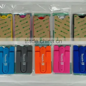 Silicone Card Holder Mobile Cell Phone Stand, Promotional Silicone Mobile Phone Stand With Card Holder Wallet, PTP021 thumbnail-1