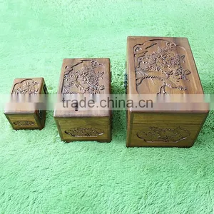 Antique Storage Jewelry Case Carved Wooded Storage Jewelry Box thumbnail-4