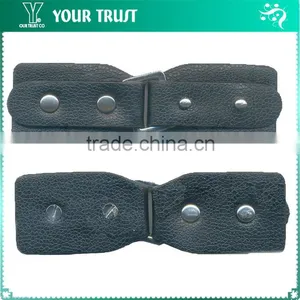 Black Leather Gunmetal Alloy Metal Buckle Coat Leather Toggle Buttons thumbnail-4