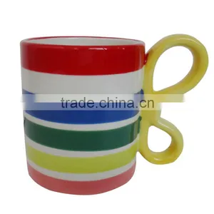 Hand-painted Dolomite Mug With Unique Handle thumbnail-1