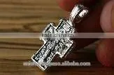Silver Orthodox Cross Pendant St. Nicholas. Jerusalem Jewelry. thumbnail-2