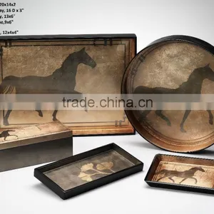 High Quality Best Selling Rectangle House Lacquer Serving Tray Table thumbnail-1