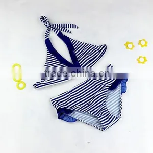 2016 Brand Baby Blue Strings Girls Swimsuit Print Bikini thumbnail-6