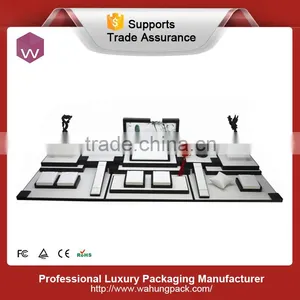 White Velvet Black Finishing Wood Jewellery Display Shelf Rack For Jewelry Shop thumbnail-1
