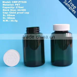275CC Green Wide Mouth Plastic PET Medicine Bottle, 275ml Pharmaceutical Pill Container Bottle With Tear Lid thumbnail-1