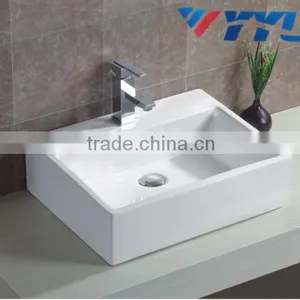 Chaozhou Ceramic Basin Square Shape Single Hole White Wash Basin Hot Sale Art Basin New Design Hot Sale Art BasinB004 thumbnail-1