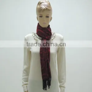 TYSAF027 Applique Scarf With Red and Black thumbnail-1