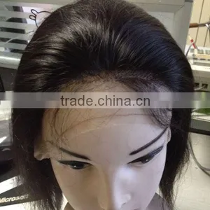 10'' Short Human Hair Wig #1b Straight Human Hair Full Lace Wig thumbnail-6
