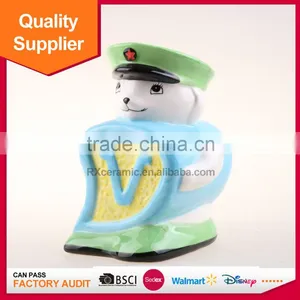 Hot Selling Police Add Digital V Shape Lovely Ceramic Coin Bank for Home Decoration thumbnail-3