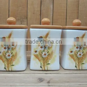 2016 Tea Coffee Cookie Sugar Ceramic Food Canister Set thumbnail-1