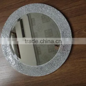 SILVER CRACKLE ROUND GLASS MIRROR IN D1.5 X H46 CM thumbnail-1