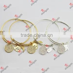 Real Gold Angel Wings/Crystal Charms Bracelet, Copper Wire Bangles Wholesale thumbnail-2