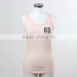 F5S15149 Fashion Plain Lace Dotted Tank Top for Women thumbnail-1