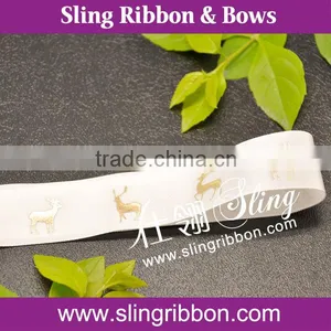 Wholesale 1 Inch Elk Foil Printed Ribbon For Christmas thumbnail-1