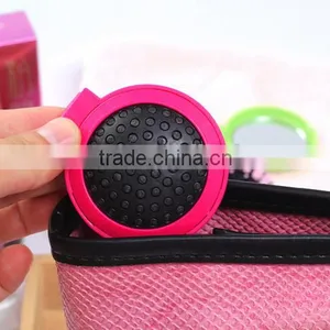 Yiwu Wholesale High Quality Mini Round Shape Folding ABS Head Massage Comb With Mirrow thumbnail-3