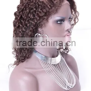 Chocolate Brown Loose Curly Wholesale 100% Natural Indian Women Hair Lace Front Wig thumbnail-5