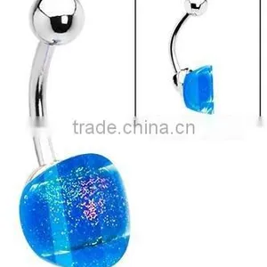 Blue Belly Button Ring,belly Ring,316L Body Piercing Jewelry thumbnail-1