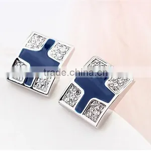 High Polishing Copper Metal Enamel Crystal Cufflinks Jewelry Mens Cross Cuff Links for Men thumbnail-5
