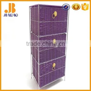 Plastic Rattan Blue Storage Cabinet thumbnail-2