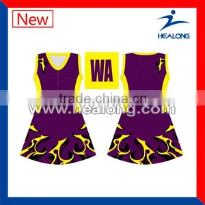 High Quality Sublimation Netball Uniforms Women Bodysuit thumbnail-1
