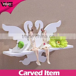 Decorative Pure White Nice WPC Hollow Out Floating Shelves Wall Shelf for Household thumbnail-1