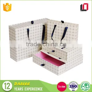 Recycled Cardboard Paper Custom Drawer Gift Box With Ribbon Handle thumbnail-1