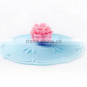 Cute Cartoon Leak Proof Soft Pink Rose Silicone Custom Cup Lid thumbnail-1