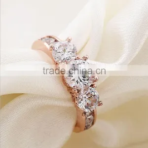 Wholesale Latest Design Rings Rose Real Gold Alloy Zircon Jewellery Ring thumbnail-1