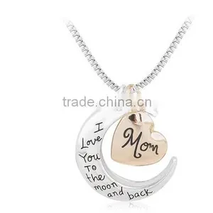 Wholesale Cheap Heart Disc Necklace for Mother's Day/Golden Color Mothers Day Necklace thumbnail-1