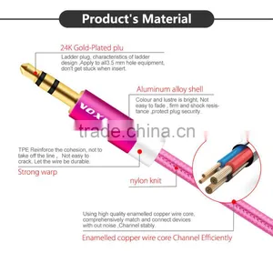VOXLINK 1m Gold Plated&metal&nylon Braid 3.5 mm Jack Aux Stereo Audio Cable Male to Female Extension Cable thumbnail-2