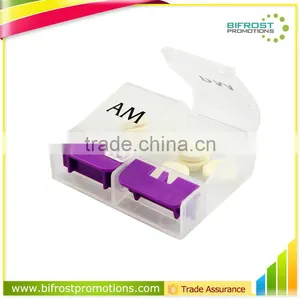 Press Down AM PM Two 2 Compartments One Day Pill Box thumbnail-1