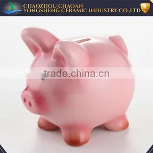 Hot Sale Cute Ceramic Pink Piggy Coin Bank by Spray Color thumbnail-1