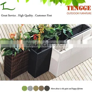 Handmade Rattan Decorated Rectangular Wicker Planter thumbnail-1