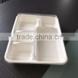 Sugarcane Bagasse 5-compartment Food Container With PET Lids thumbnail-2