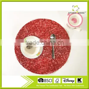Round PVC Woven, Indoor/Outdoor Placemat, Set of 12, Many Colors thumbnail-1