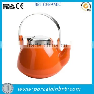 36oz Ceramic Tea Pot With Stainless Steel Infuser and Handle thumbnail-1