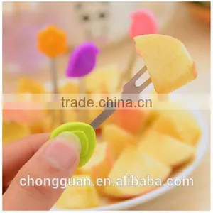 2015 High End Hand-painted Stainless Steel Non-stick Silicone Fruit Fork thumbnail-1
