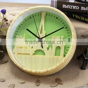 Bedroom/Living Room Tower Design Imitation Wooden Wall Clock, Decorative 10 Inch Mute Fasion Wall Clock For Wholesale thumbnail-3