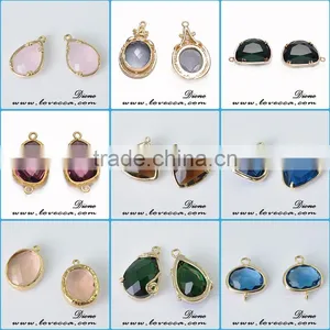 Fashion Jewelry Gold/silver Plated Bezel Stone Natural Various Design Glass Gemstone Bezel Pendant thumbnail-1