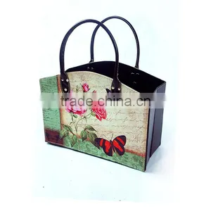 Faux Organizer Folding Storage Basket / Magazine & Newspaper Holder Bin thumbnail-3