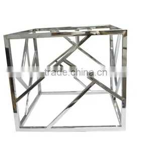 Modern Living Room Rose Gold Stainless Steel Clear Square Glass Coffee Table thumbnail-3