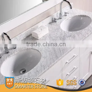 Italy Carrara White Marble Oval Sink Bathroom Vanity Top thumbnail-1