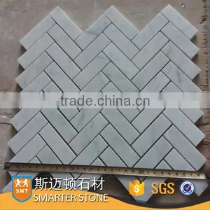 Bianco Carrara White Herringbone Tile for Bathroom thumbnail-1