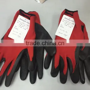 NMSAFETY 15 Gauge Red Nylon Liner Coated Black Foam Nitrile,emboss Grip on Palm thumbnail-1