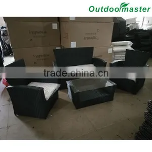 Factory Production 4pcs Assembled Cushioned Black Wicker Sofa Set thumbnail-1
