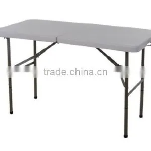 Multipurpose Utility Center-Fold Folding Table With Carrying Handle - WhiteGray Frame thumbnail-1