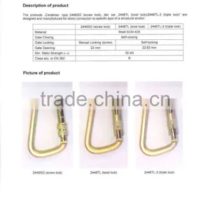 ANSI-2448TL Galvanized Steel Classic D Type Twist Lock ANSI Carabiner thumbnail-3
